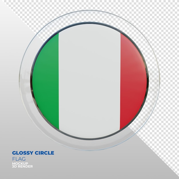PSD realistische 3d-texturierte glänzende kreisflagge italiens
