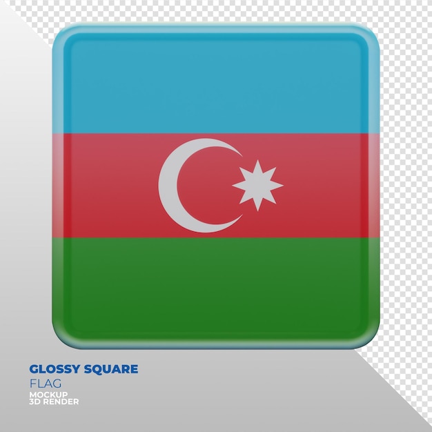 PSD realistische 3d-texturierte glänzende quadratische flagge aserbaidschans