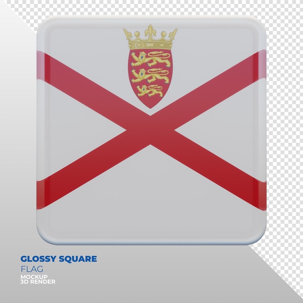 Realistische 3d-texturierte glänzende quadratische flagge von jersey