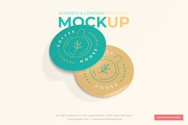 Realistische badge- und button-mockups für professionelle logo-designs branding- und marketingstrategien