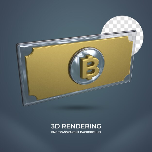 Realistische Baht-Währung 3D-Rendering transparenter Hintergrund