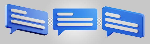 Realistische blaue und weiße Blasen-Chat-Diskussion. 3D-Illustration