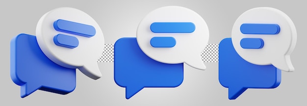 Realistische blaue und weiße Blasen-Chat-Diskussion. 3D-Illustration