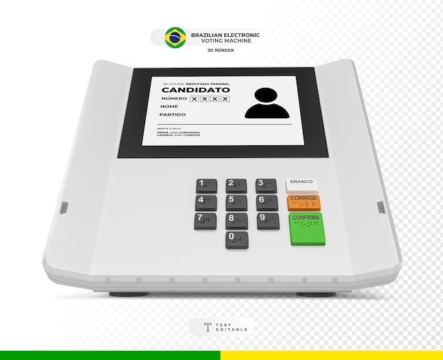 Realistische brasilianische elektronische Stimmzettel-Mockup in 3D für Wahlprozesse