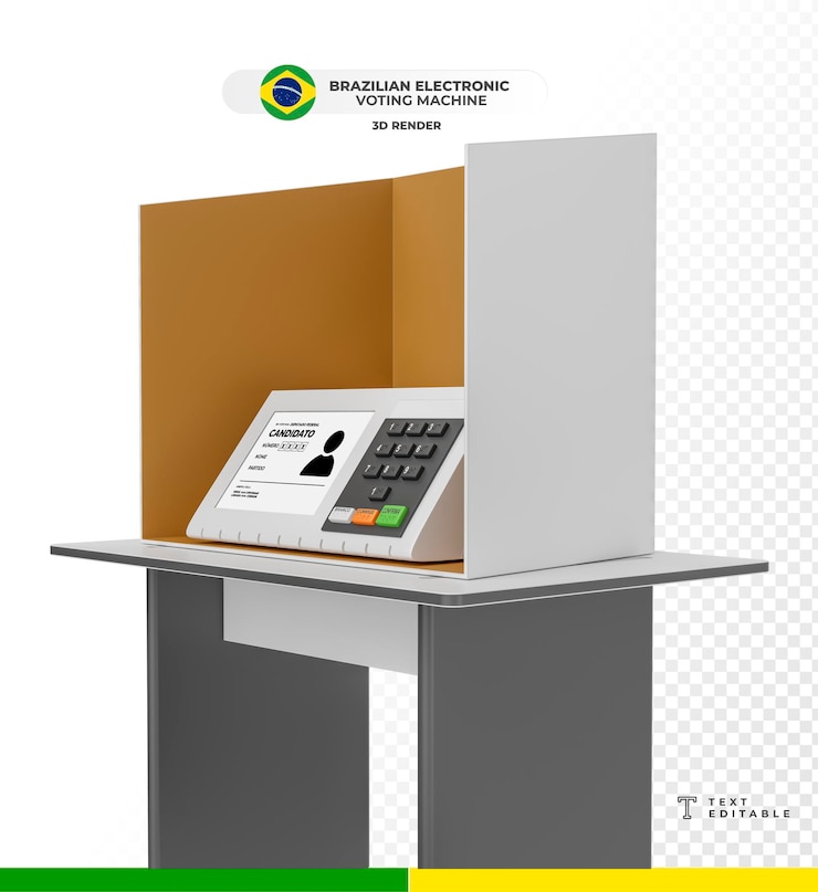 PSD realistische brasilianische elektronische stimmzettel-mockup in 3d für wahlprozesse