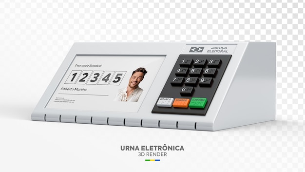 Realistische brasilianische Stimmzettel Urna Eletronica Mockup 3D-Render für brasilianische Wahlen