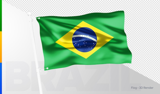 Realistische brasilien-flagge 3d-rendering