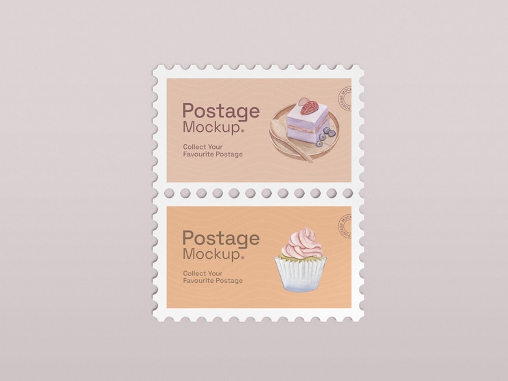 PSD realistische briefmarken-attrappe