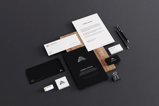 PSD realistische business stationery mockup company