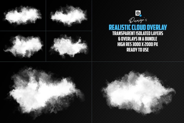 Realistische cloud-überlagerung isolierte überlagerung