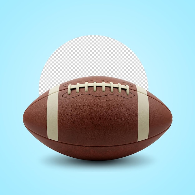 Realistische Darstellung eines amerikanischen Fußballs auf blauem Hintergrund