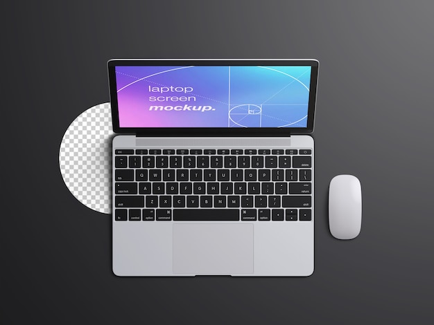 Realistische Draufsicht MacBook Laptop Bildschirm Modell Vorlage mit der Maus