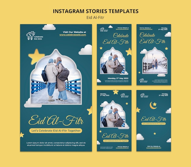 PSD realistische eid al fitr instagram-vorlage