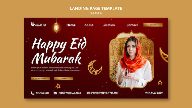 Realistische eid al-fitr Landing Page Designvorlage