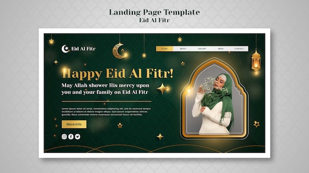 PSD realistische eid al-fitr landing page designvorlage