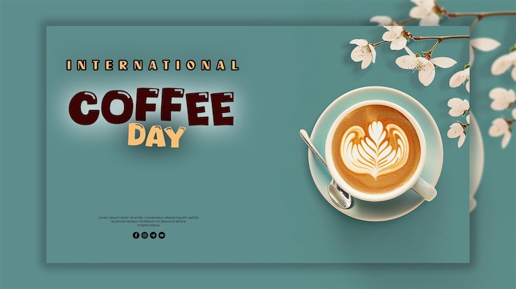 PSD realistische einladungsvorlage für den internationalen kaffeetag