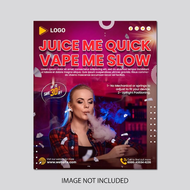 Realistische elektronische vape-grußkarte und poster oder druckvorlage