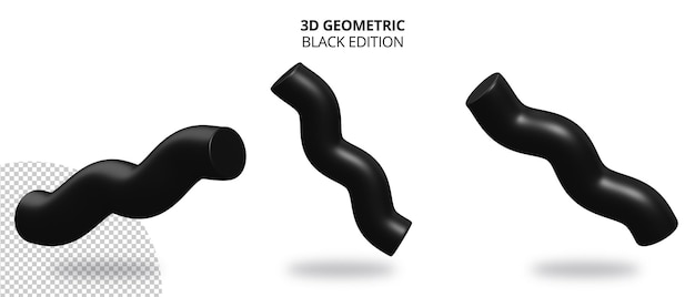 Realistische geometrie der welle 3d mit schwarzer farbausgabe