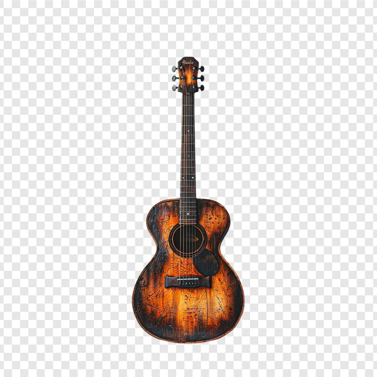 PSD realistische gitarre isoliert auf durchsichtigem hintergrund