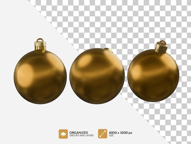 PSD realistische goldene weihnachtskugeln 3d-render