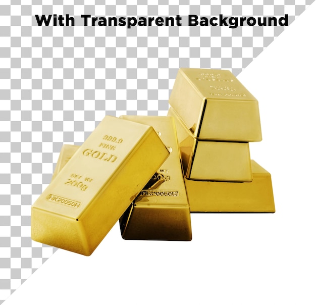 Realistische Goldstange PNG PSD isoliert auf durchsichtigem Hintergrund