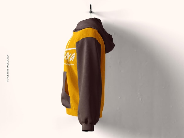 Realistische hängende Hoodie-Mockup-Seitenansicht