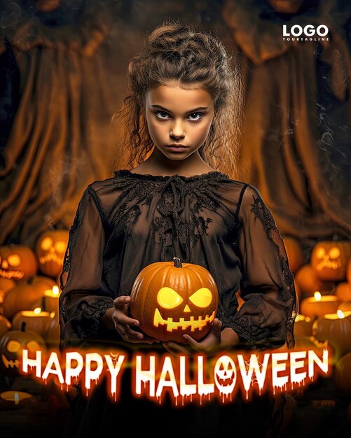 Realistische happy-halloween-plakatvorlage