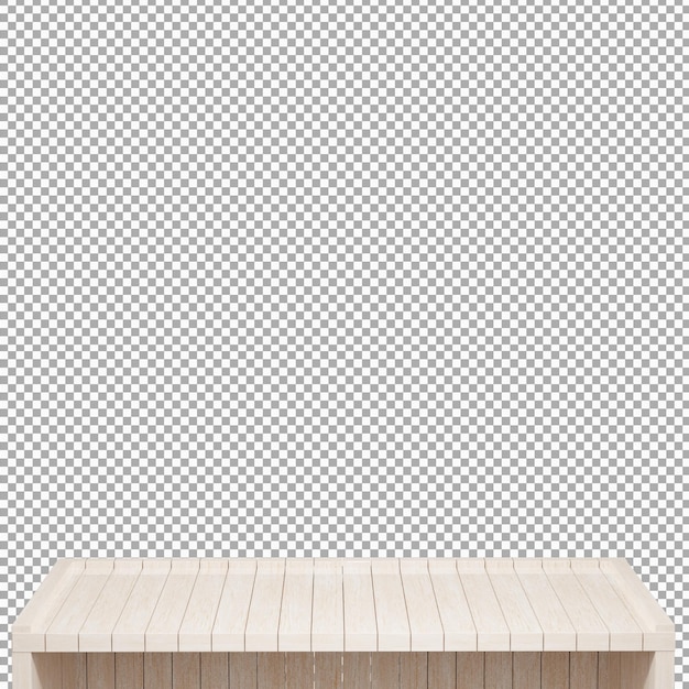 Realistische Holztischplatte Vorderansicht 3d Render isoliert