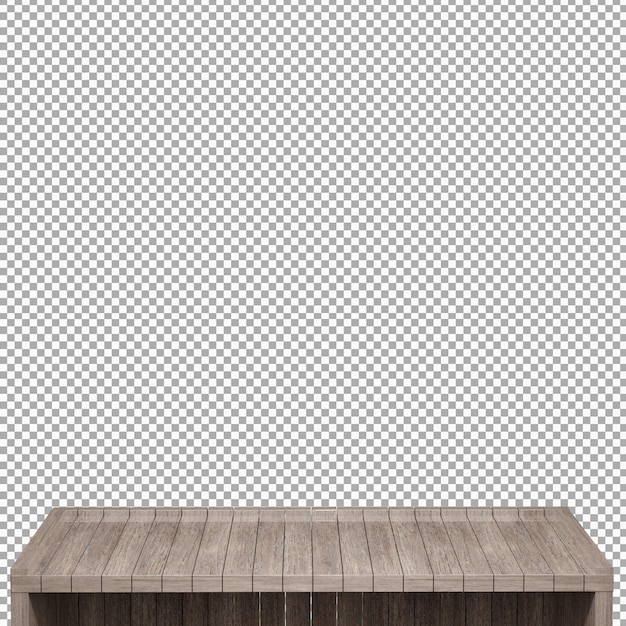 Realistische Holztischplatte Vorderansicht 3d Render isoliert