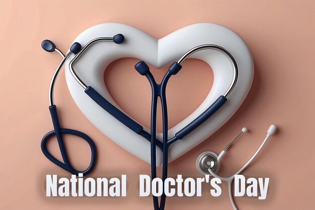 Realistische Illustration des Tages der nationalen Ärzte Stethoskop Herz und Kreuz