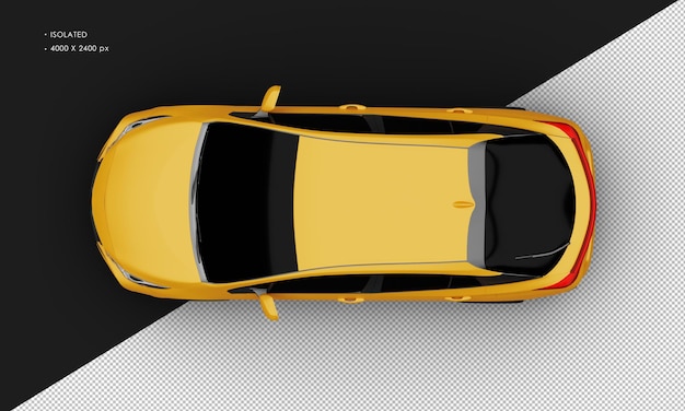 Realistische, isolierte, mattorangefarbene luxus-hybrid-stadtlimousine aus der draufsicht