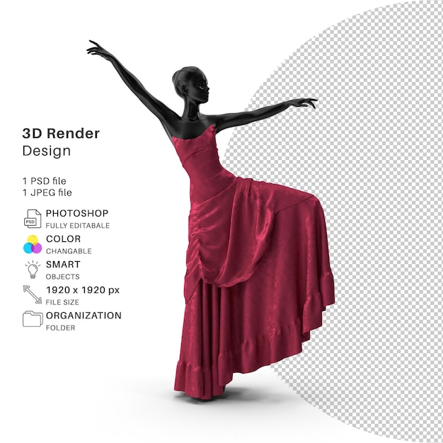 Realistische kleider auf weiblichen schaufensterpuppen 3d-modellierung psd-datei