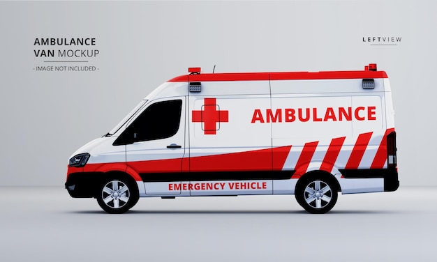 Realistische luxus-krankenwagen-van-auto-mock-up-seitenansicht von links