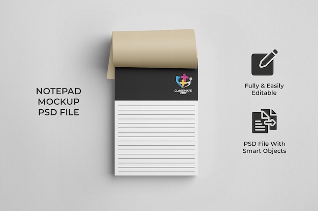 realistische Notepad-Mockup-PSD-Datei-Vorlage