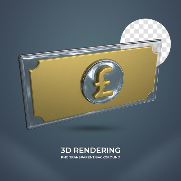 PSD realistische pfund-währung 3d-rendering transparenten hintergrund