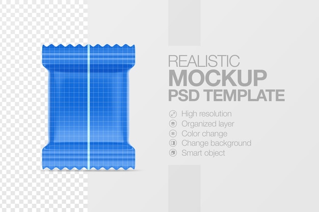 Realistische plastikbar-wafer-quadrat-mock-up-vorlage