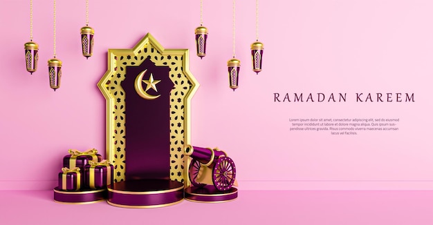 PSD realistische ramadan kareem social media post-vorlage mit online-shopping-smartphone-3d-rendering