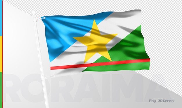 Realistische roraima-flagge des brasilianischen staates 3d-rendering