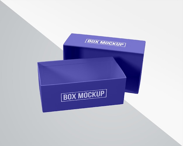 Realistische Schuhkarton-Verpackungsmockup Rechteckige Box-Mockup Breite rechteckige Box-Mockup