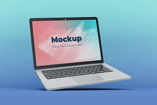 Realistische schwebende Laptop-Anzeigemodell-Entwurfsvorlage