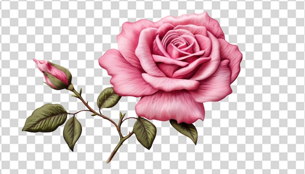 Realistische stickerei rosa rose png durchsichtig