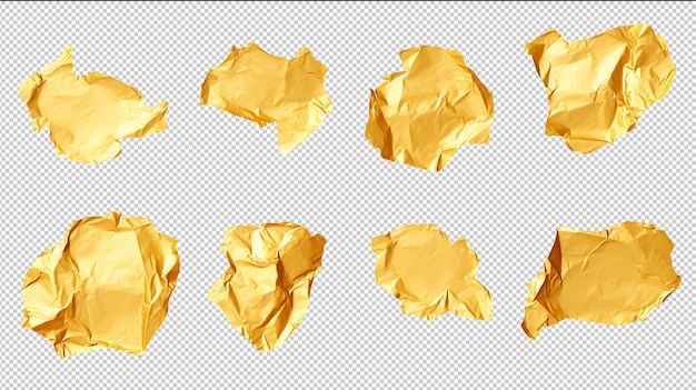 PSD realistische unterschiedliche art von goldzerrissenem ripperpapier-set mit transparentem hintergrund goldener zerrissener ripper