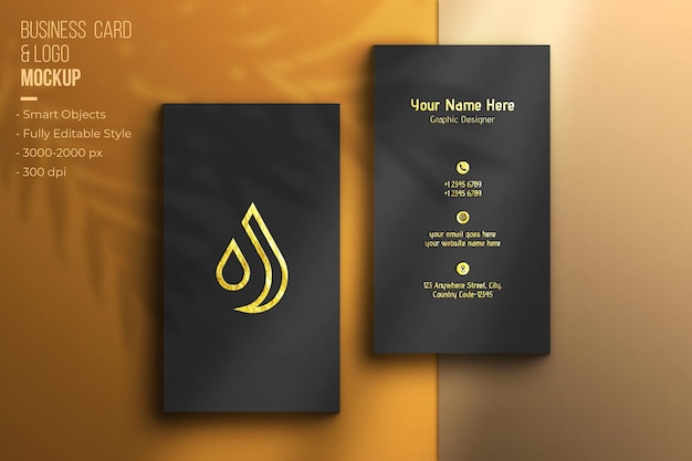 Realistische Visitenkarte und Logo-Mockup-Hintergrund