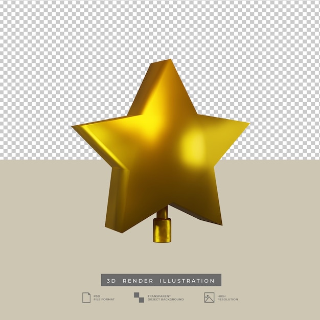 Realistische weihnachtsdekoration goldener stern 3d illustration