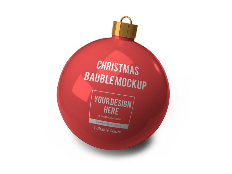 PSD realistische weihnachtskugel kugel mockup vorlage isoliert