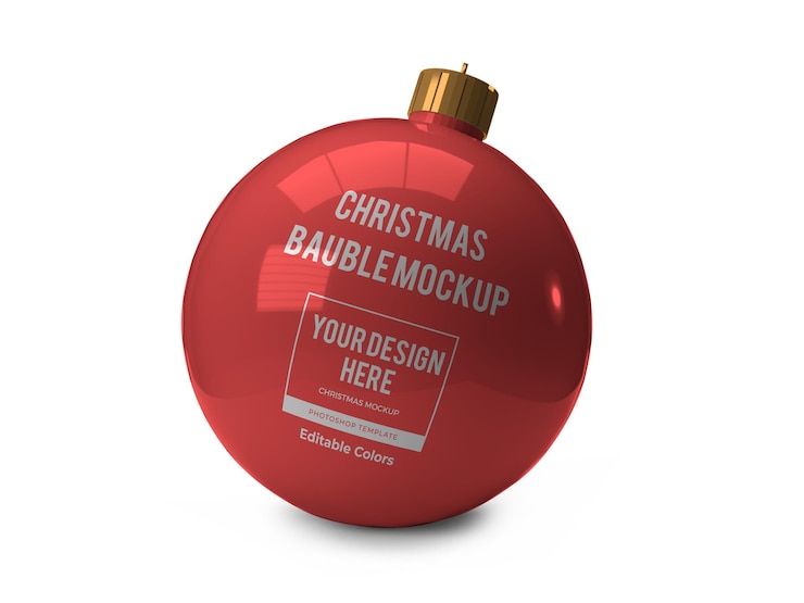 PSD realistische weihnachtskugel kugel mockup vorlage isoliert