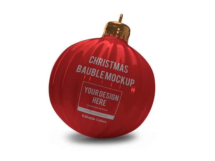 PSD realistische weihnachtskugel kugel mockup vorlage isoliert