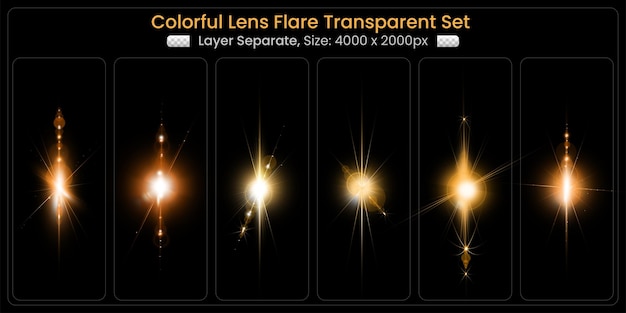 Realistischer bunter lens flare mit abstrakter linsenlichter-kollektion