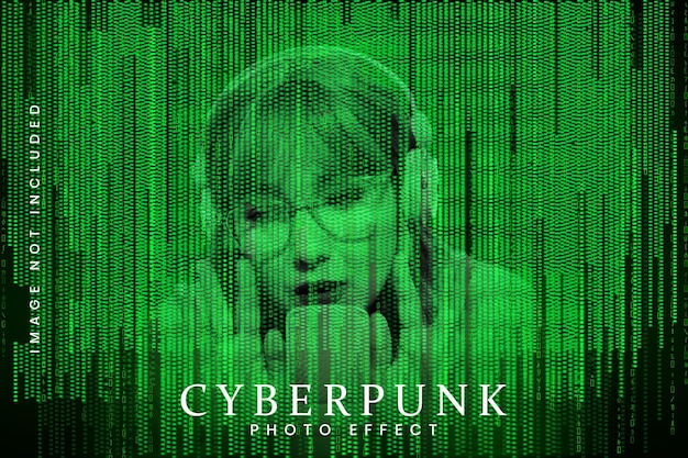 Realistischer Fotoeffekt der Cyberpunk-Matrix