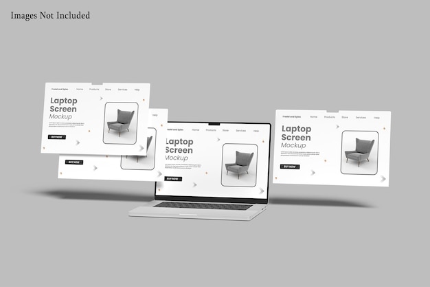Realistischer Laptop-Bildschirm-Website-Mockup